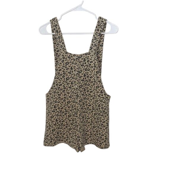 Blue Blush Leopard Print Denim Overall Romper Short Overalls  Size Small - Picture 2 of 9